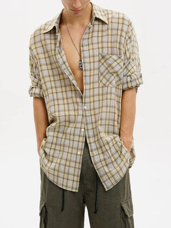 [MASONPRINCE] Camp Flocked Plaid Shirt