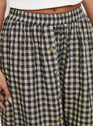 Cartmel Check Maxi Skirt Black  Cream