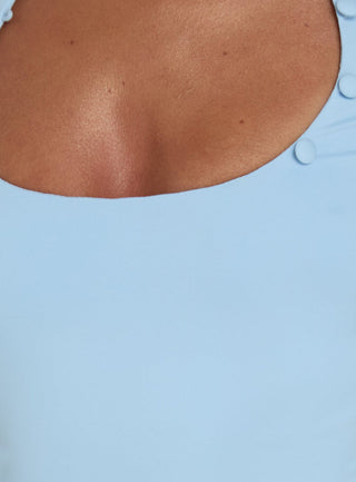 Marcelia 3/4 Sleeve Keyhole Top Blue