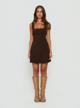 Dasha Corduroy Mini Dress Chocolate