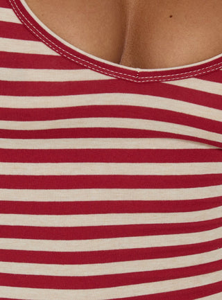 Watch Me Leave Halter Playsuit Red / White Stripe