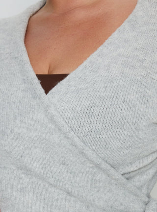 Tonee Wrap Knit Cardigan Grey Curve