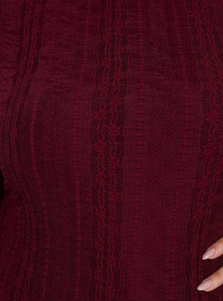 Delandra Long Sleeve Textured Playsuit Red Curve