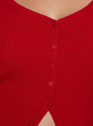 Sorenna Long Sleeve Top Red Curve
