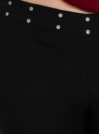 Yevina Eyelet Flare Pant Black Curve