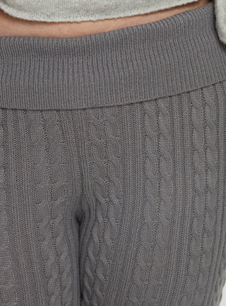 Baleigh Cable Knit Foldover Pants Grey Curve