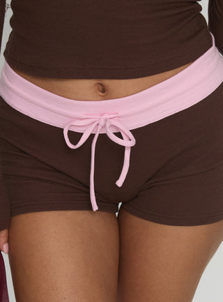 Baseline Rib Micro Shorts Brown  Pink