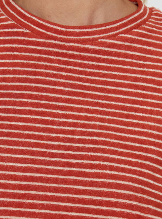 Rubez Terry Towelling Boxy Top Burnt Orange Stripe
