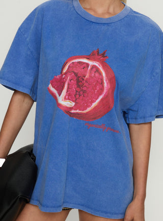 Linsay Oversized Graphic Tee Blue  Pomegranate