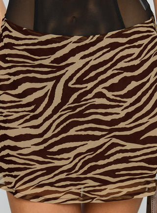 Feed The Soul Mini Skirt Brown  Zebra