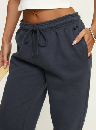 Caspa Dream Fleece Oversized Ankle Cuff Jogger Navy