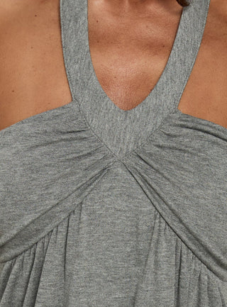 Bring The Night Halter Ruched Mini Dress Grey