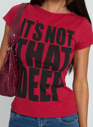Its Not That Deep Graphic Baby Tee Red