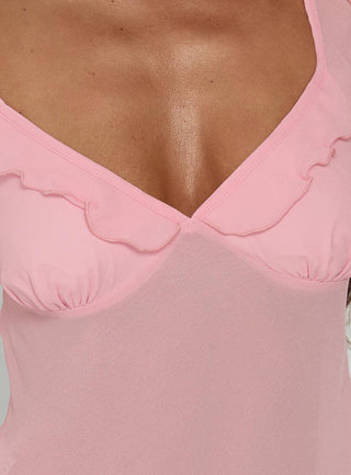 Zayliah Frill Detail Top Pink
