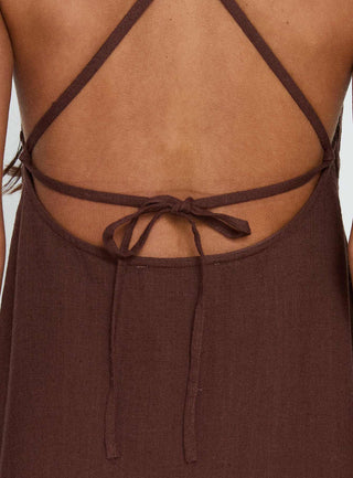 Solie Tie Back Maxi Dress Chocolate Petite