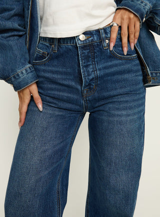 Fawcett High Rise Straight Leg Jeans Dark Blue Wash