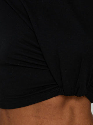 Calling Me Asymmetrical Gathered Top Black