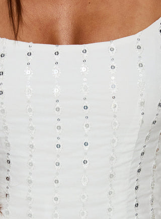 Kelia Sequin Detail Playsuit White