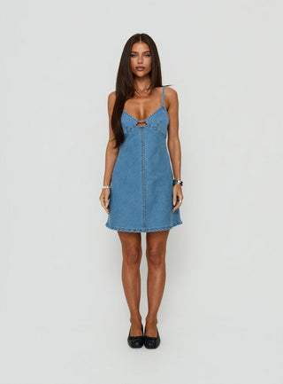 Arwen Denim Mini Dress Light Blue Wash