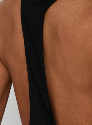 Think About Me Plunge Neck Racerback Maxi Dress Black