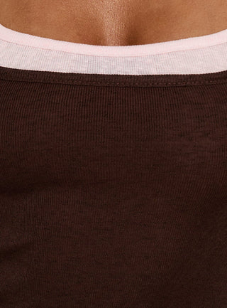 Adoree 3/4 Sleeve Layered Mini Dress Chocolate / Pink