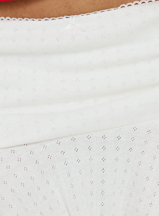 Elidia Pointelle Ruffle Mini Skirt White