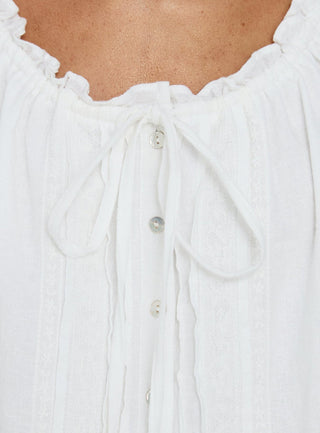 Never Over Floaty Babydoll Top White