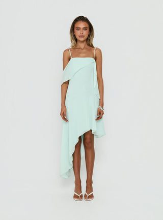 Massey Bust Draping Low Back Midi Dress Aqua