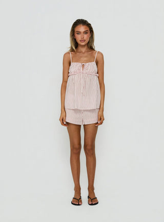 Harwin Gathered Bust Babydoll Top Pink Stripe