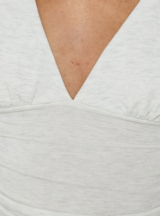Mattey Cinched V Neck Top Grey Marle