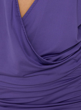 Ameria Plunge Cross Front Short Sleeve Mini Dress Violet