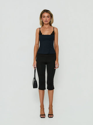 Avedon Foldover Waist Capri Pants Black