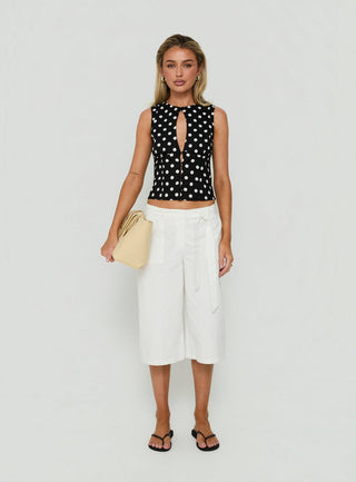 Dahlea Keyhole Sleeveless Top Black Polka Dot