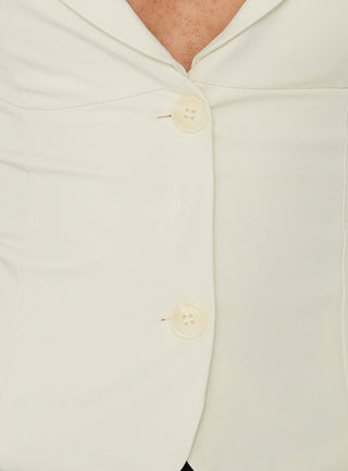 Alexandrea Plunge Button Up Top Cream