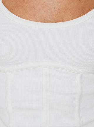 Clarenzia Ribbed Corset Top White