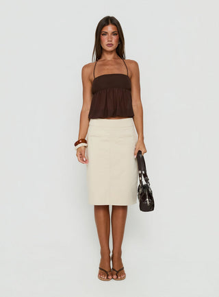 Jesemia Halter Blouson Top Brown