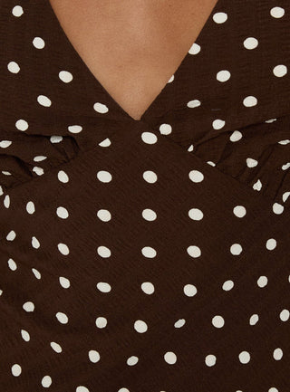 Nellie Maxi Dress Brown Polka Dot Petite
