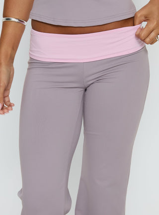 Kobee Jersey Flare Pants Slate  Dusty Pink