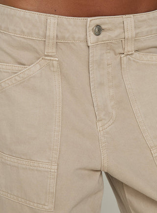 Mistree Mid Rise Baggy Cargo Jeans Taupe