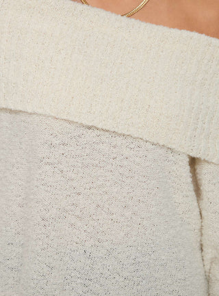 Parkley Boucle Off The Shoulder Sweater Cream