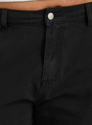Hudsen Longline Cargo Shorts Washed Black Curve