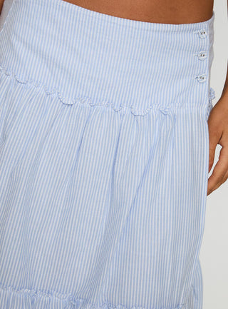 Cascades Low Rise Midi Skirt Blue  White Stripe