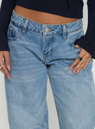 Ellanor Low Rise Slouch Denim Jean Washed Mid Blue Wash Petite