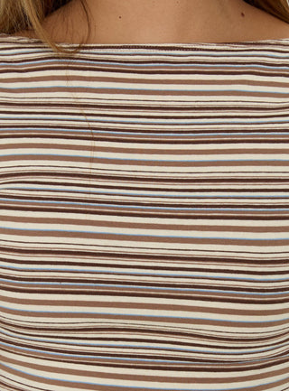 Nyren Low Back Boatneck Top Multi Stripe