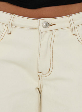 Ramos Low Rise Wide Leg Jeans Cream