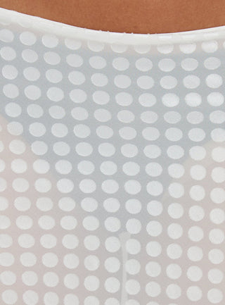 Evangela Sheer Midi Skirt White Polka Dot
