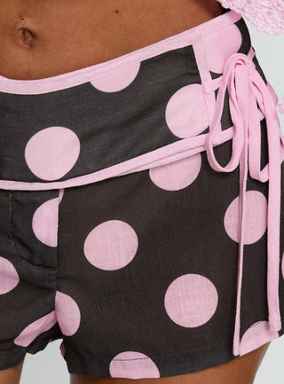 Yselle Micro Shorts Pink  Brown Polka Dot