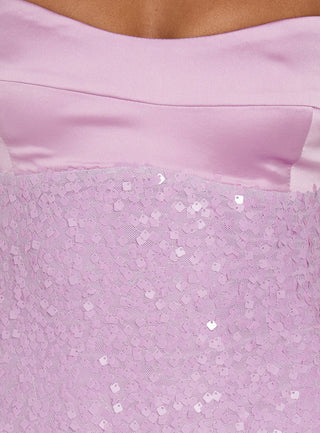 Alishia Satin Sequin Mini Dress Lilac