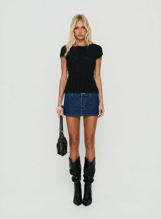 Rowann Textured Top Black