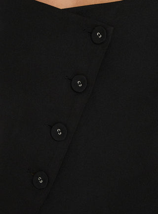 Charlissa Asymmetrical Button Top Black